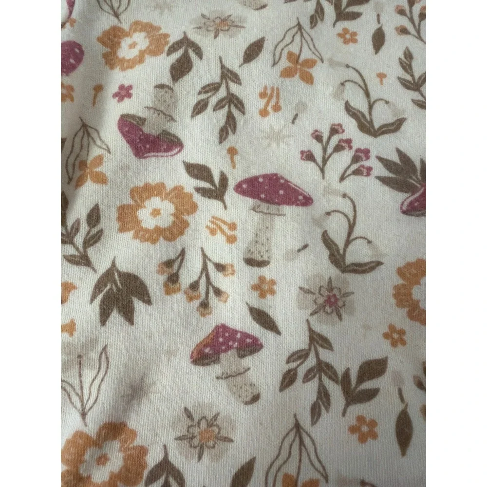 Rabbit + Bear Bodysuits Baby 3-6M Beige Excellent Mushroom Floral 2-Pack‎